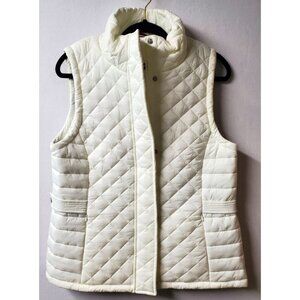 Tommy Hilfiger Women's Ivory Off-White Quilted Front Zip Lined Vest Size Medium